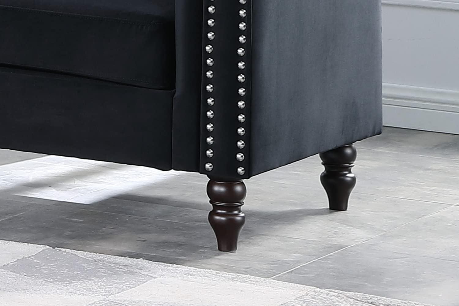 AYCP AYCP Contemporary Microfiber Fabric Sofa Set, Living Room Furniture Set, Couch Set for Living Room Furniture, Modern Office Sofa Sets Apply to Home and Office (Black, Sofa)