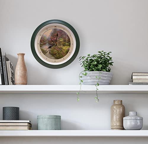 Mark Feldstein & Associates Mark Feldstein & Associates Thomas Kinkade Garden of Prayer Soothing Nature Sounds Wall Clock, 13 Inch, Green