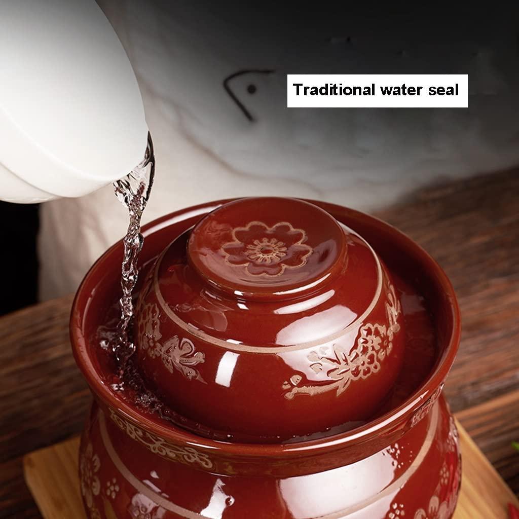 TUOENO Large Pickle Jar Fermenting Jar Chinese Fermentation Crock Fermentation Tank with Water Seal Lid for Pickling Kimchi Sauerkraut Honey Container, Food Serving Storage (Size : 6kg)