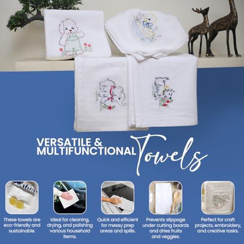 LITO LINEN AND TOWEL Flour Sack Towels |Valentines Day Tea Towel for Crafts| Kitchen Towel|Dish Towel| Cotton Blank Towel for Embroidery| Baking Bread Proofing Linen Cover|Thick Absorbent Quick Dry| 3 Pack 18\"x 28\" White