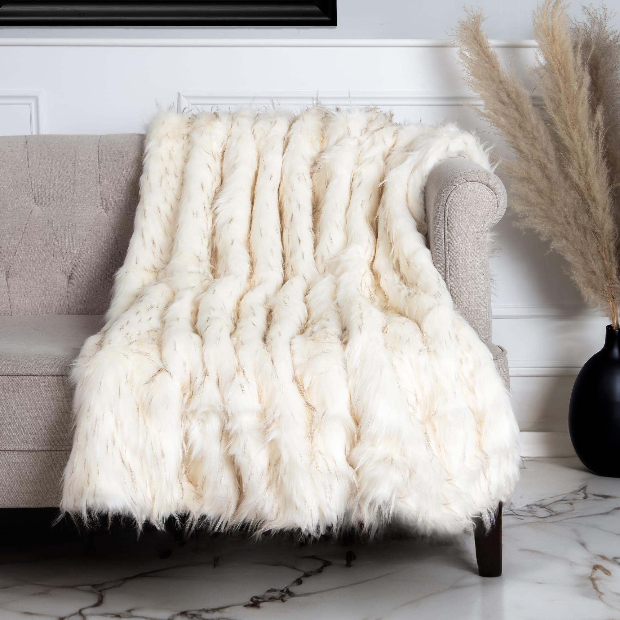 Best Home Fashion Best Home Fashion Heavyweight Super Soft Luxury Faux Fur Oversized Throw Blanket - 58\" W x 84\" L - Iced Fox