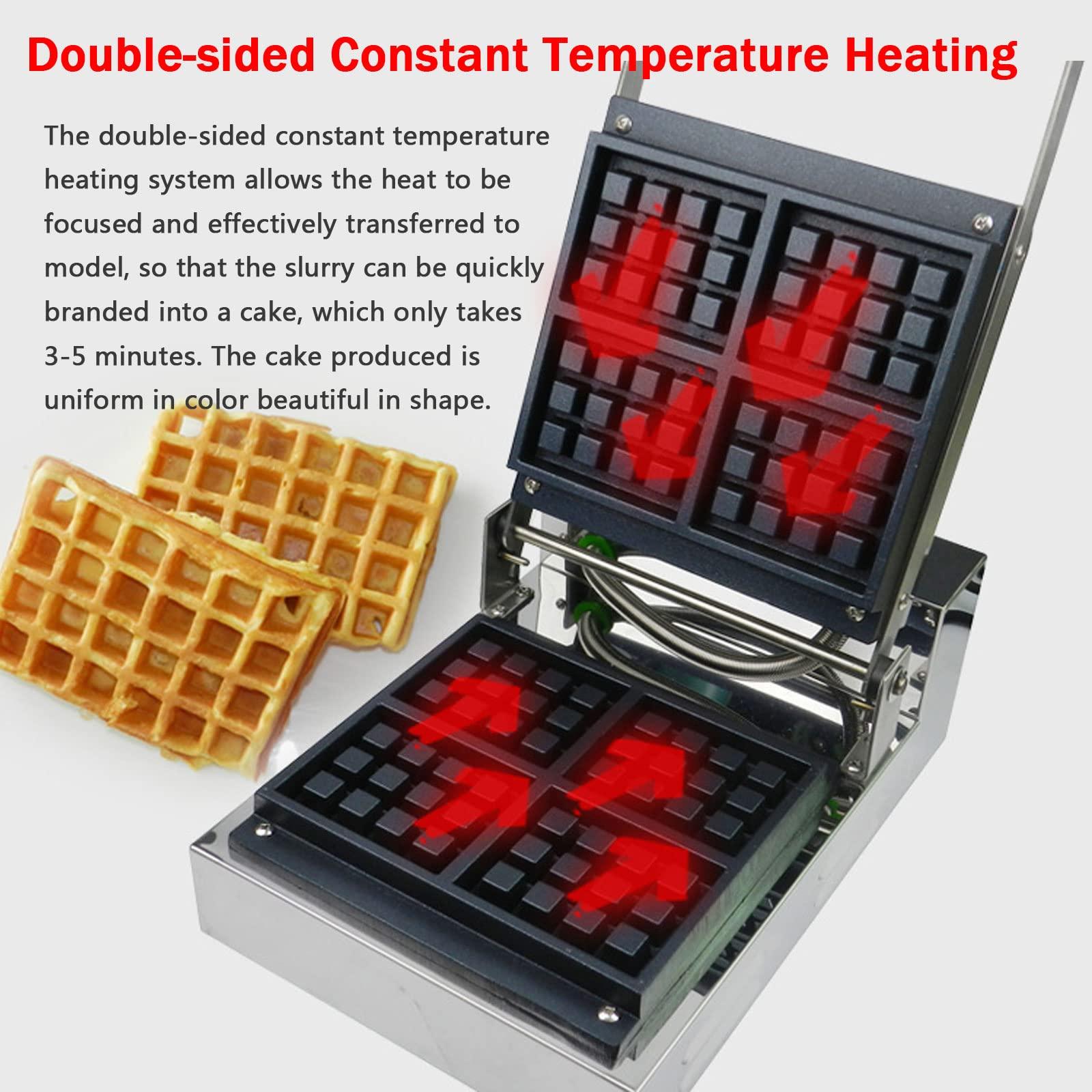 0 Outdoor Belgian Waffle Maker 1200W, Non Stick Cooking Plates Waffle Iron Machine with Adjustable Temperature Control, Deep Fill Large Belgian Waffles, Indicator Lights, Compact Design, Electric,4 Slice