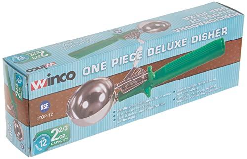 Winco Winco Ice Cream Disher with Green Handle, Size 12, Two and two third ounces, Stainless Steel