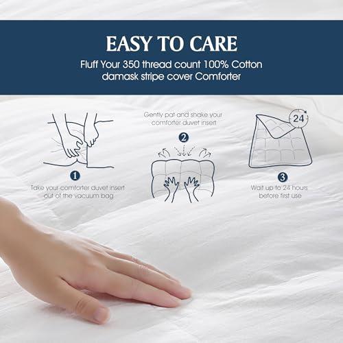 Blue Ridge Home Fashions Blue Ridge Home Fashions 350 Thread Count Cotton Damask Down Alternative Comforter, King, White