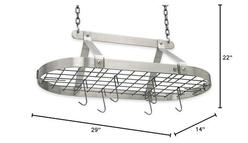 Enclume Enclume Décor Classic Oval Ceiling Pot Rack, Stainless Steel