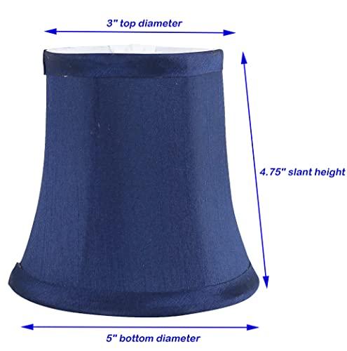 MERIVILLE Meriville Set of 6 Blue Faux Silk Clip On Chandelier Lamp Shades, 3.5-inch by 5-inch by 4.75-inch
