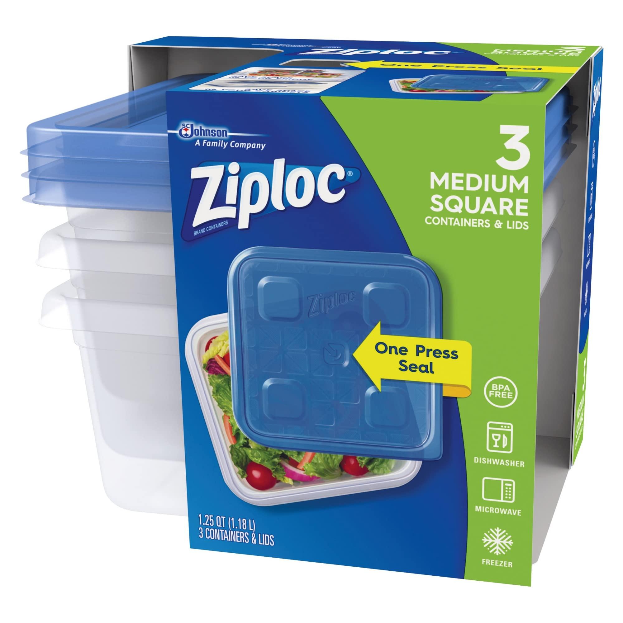 Ziploc Ziploc Plastic Food Storage Container Set, Clear, Pack Of 3