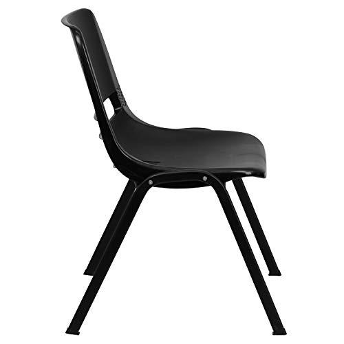 Flash Furniture Flash Furniture HERCULES Series 880 lb. Capacity Black Ergonomic Shell Stack Chair with Black Frame