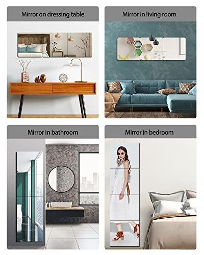 SHATTER MIRROS Unbreakable Acrylic Mirror Non-Glass shatterproof Mirror Full Length Wall Gym for Home Mirror Frameless Home Fitness Mirrors (4pcs,12 in x12 in ), Silver