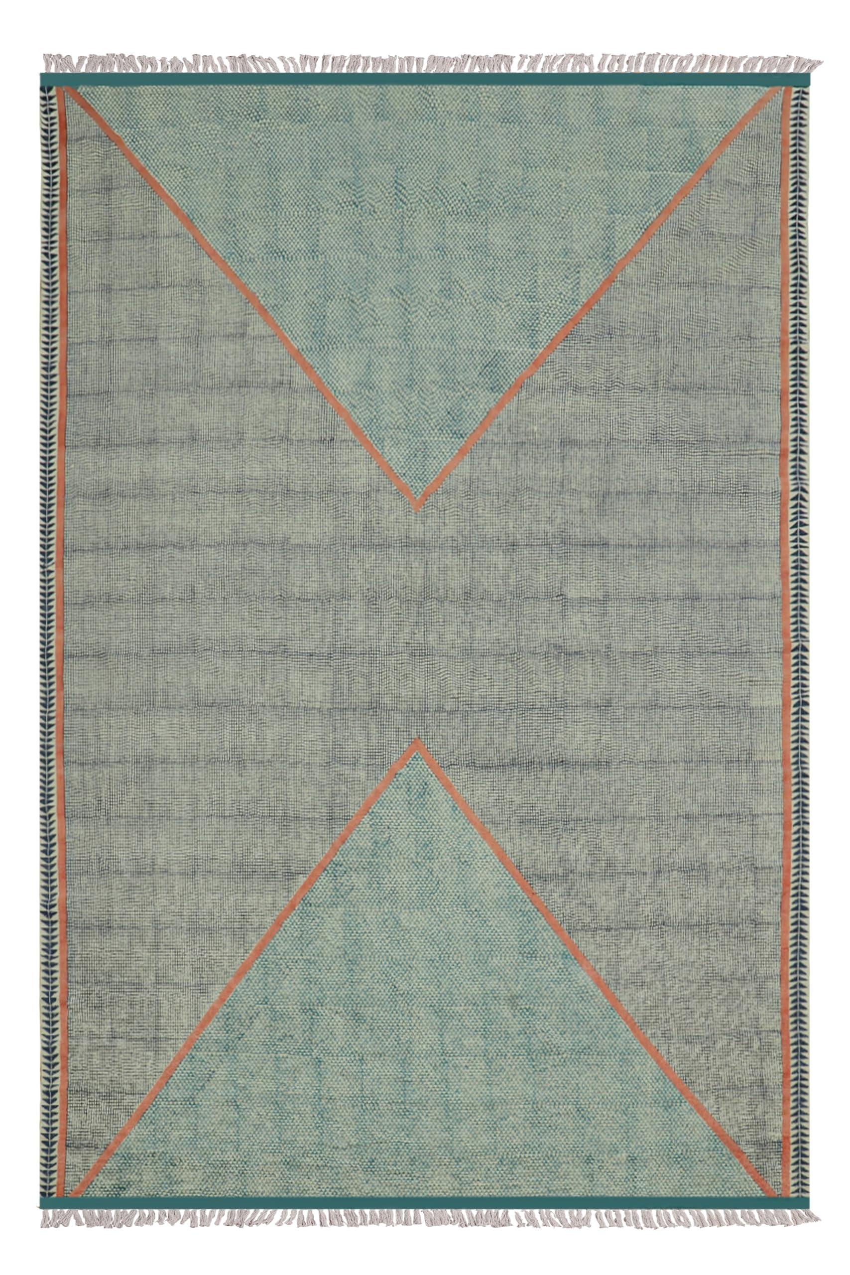 CASAVANI Area Rug 12x18 Kilim Rug Blue & Pink Cotton Dhurrie Striped Thick 0.19 inches Stone Easy Washable Rug Hand Wash Cotton Carpet Flatweave Rug Indoor Outdoor Rugs for Living Room, Bedroom
