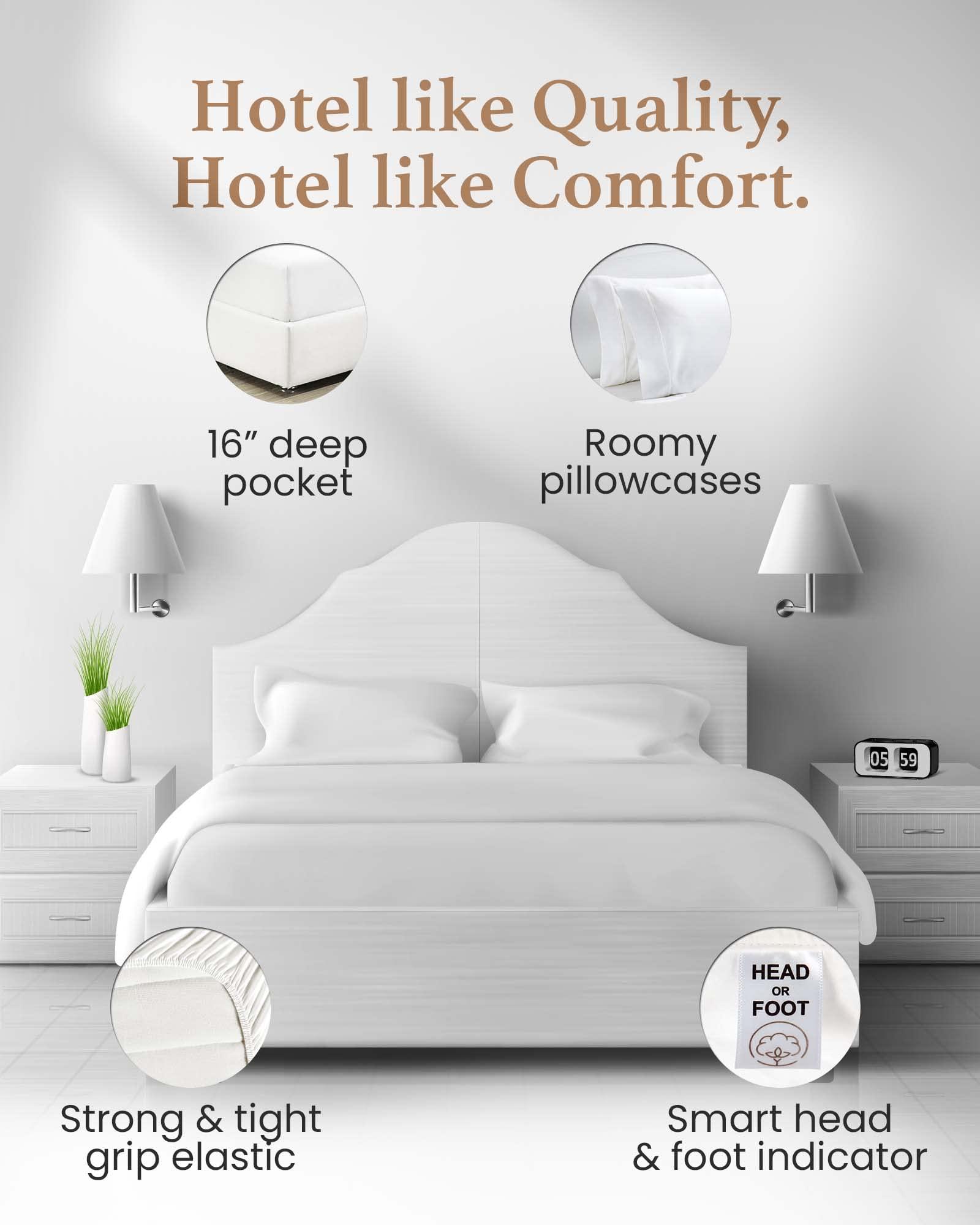 Good Sleep Bedding GOOD SLEEP BEDDING California King Sheet Sets - 100% Egyptian Cotton Sheets California King Size, 4Pc, 1000 TC, Cal King Sheet Set, Soft Sateen Weave, 16" Deep Pocket California King Sheet Set - White