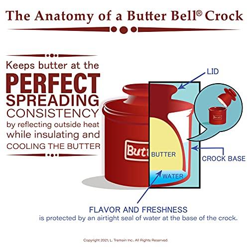 Butter Bell Butter Bell - The Original Butter Bell crock by L Tremain, a Countertop French Ceramic Butter Dish Keeper for Spreadable Butter, Café Retro Collection, Retro White, Glossy Finish