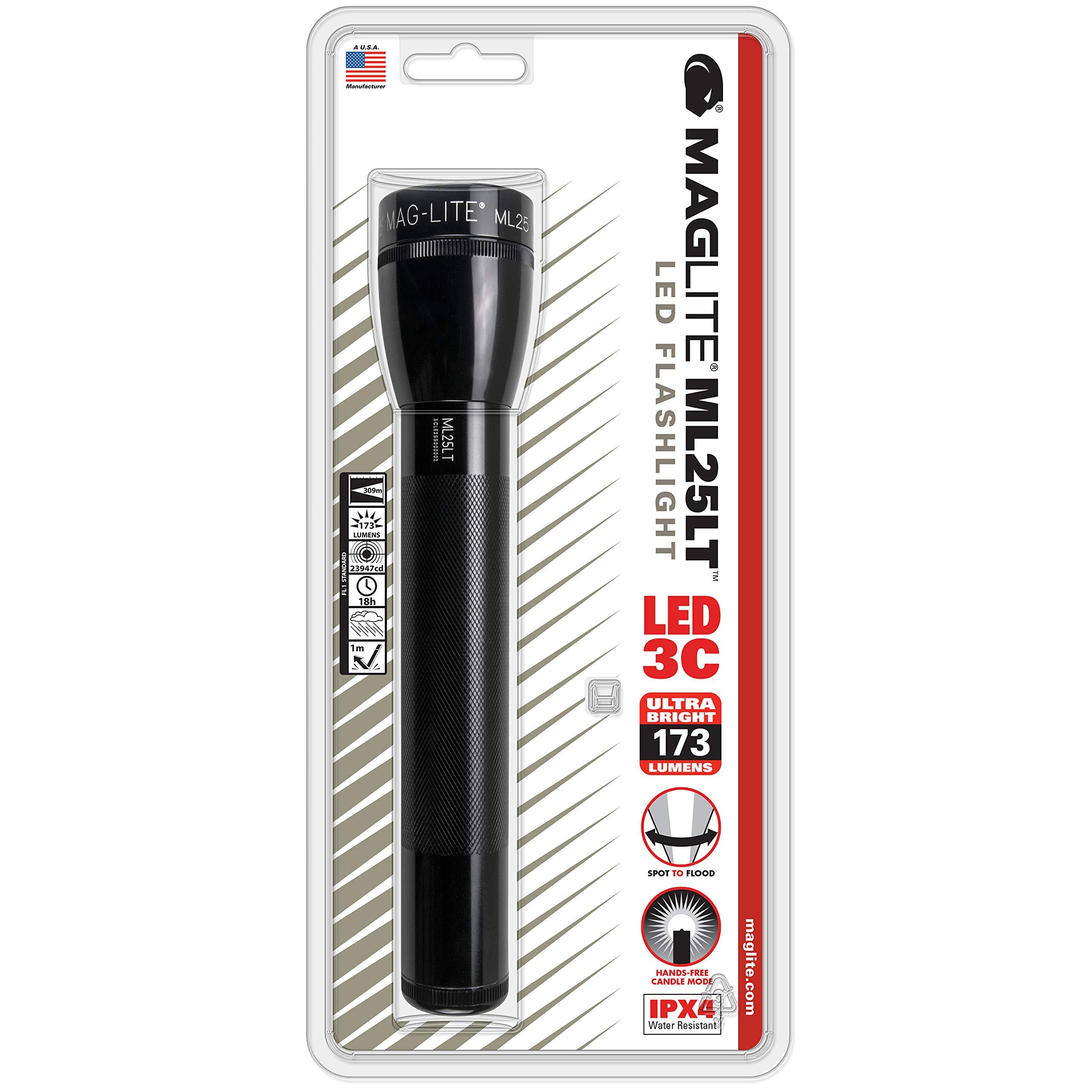MagLite Maglite ML25LT LED 3-Cell C Flashlight, Black - ML25LT-S3016