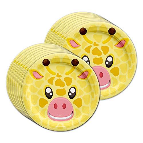 Birthday Galore Giraffe Birthday Party Supplies - Jungle Animal Party Supplies - Zoo Animal Party Supplies - Giraffe Themed Party Supplies | Tableware Set Includes Plates, Napkins and Cups | Kit for 16 Set