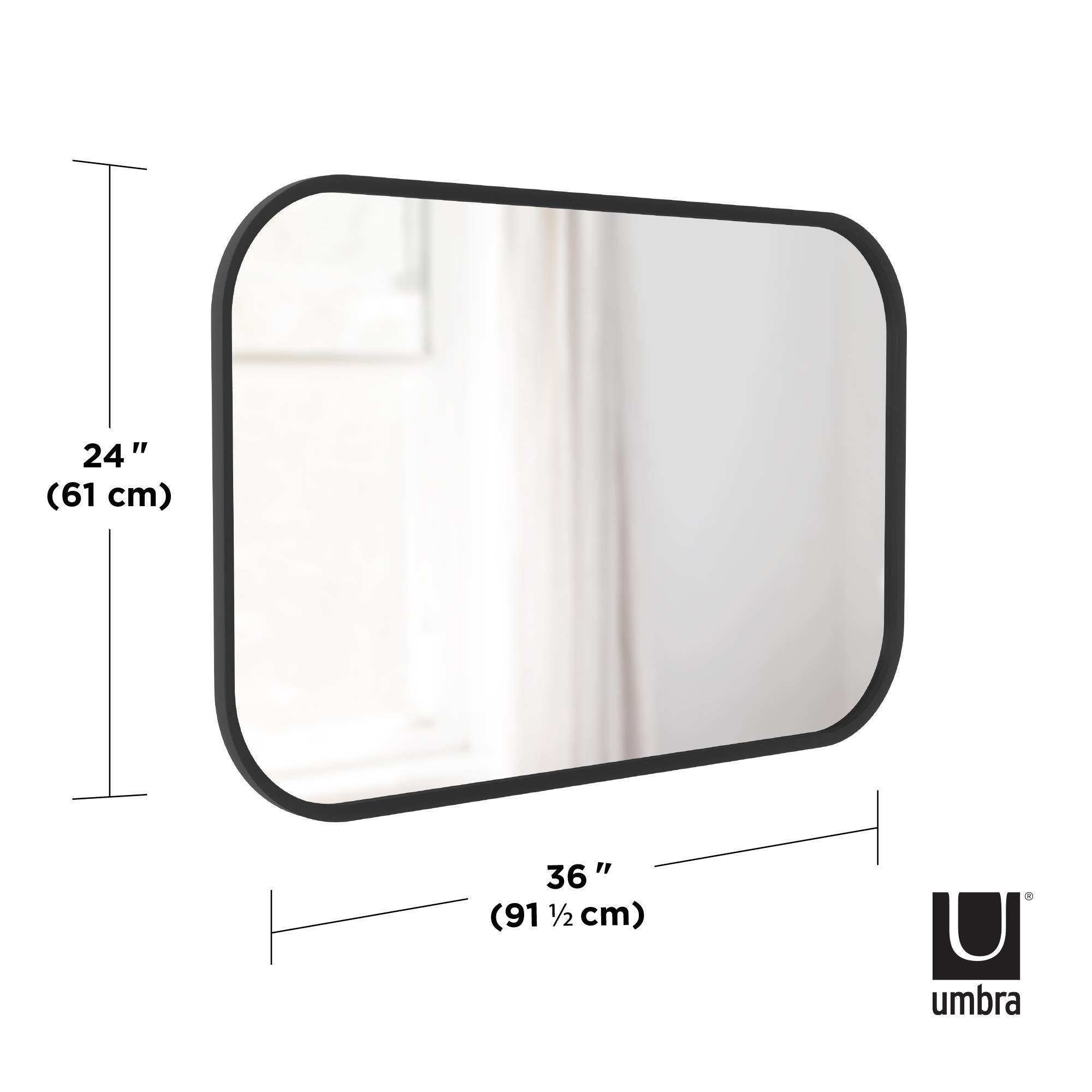 Umbra Umbra Hub Rectangular Wall Mirror with Rubber Frame, Modern Decor for Entryways, Washrooms, Living Rooms, Black