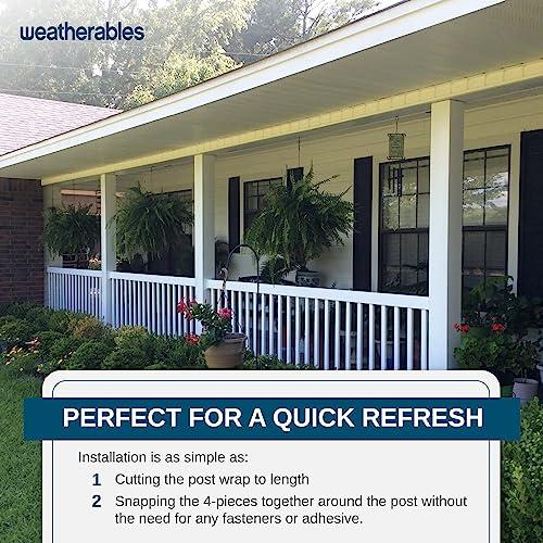 WEATHERABLES Weatherables 6x6 Vinyl Post Wrap Weatherproof Premium Outdoor Vinyl Porch Post Wrap with Fluted Design for Quickly Refreshing Existing Deck, Patio, and Porch Posts (6\"x6\"x102\", White)