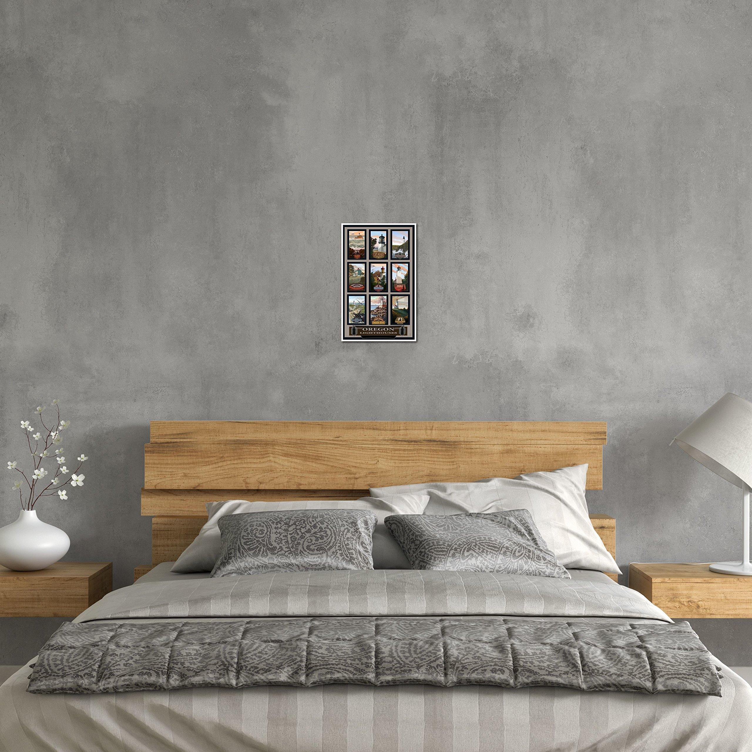 Art of Place Oregon Lighthouse Collage Giclee Art Print Poster from Original Travel Artwork by Artist Paul A. Lanquist 30\" x 45\"