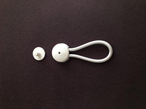 Stay Put Stayput 6 5/8" Standard Size White Shock Cord & Fastener for Canvas - 10 Pack - Cord Length is 6 5/8" End to End