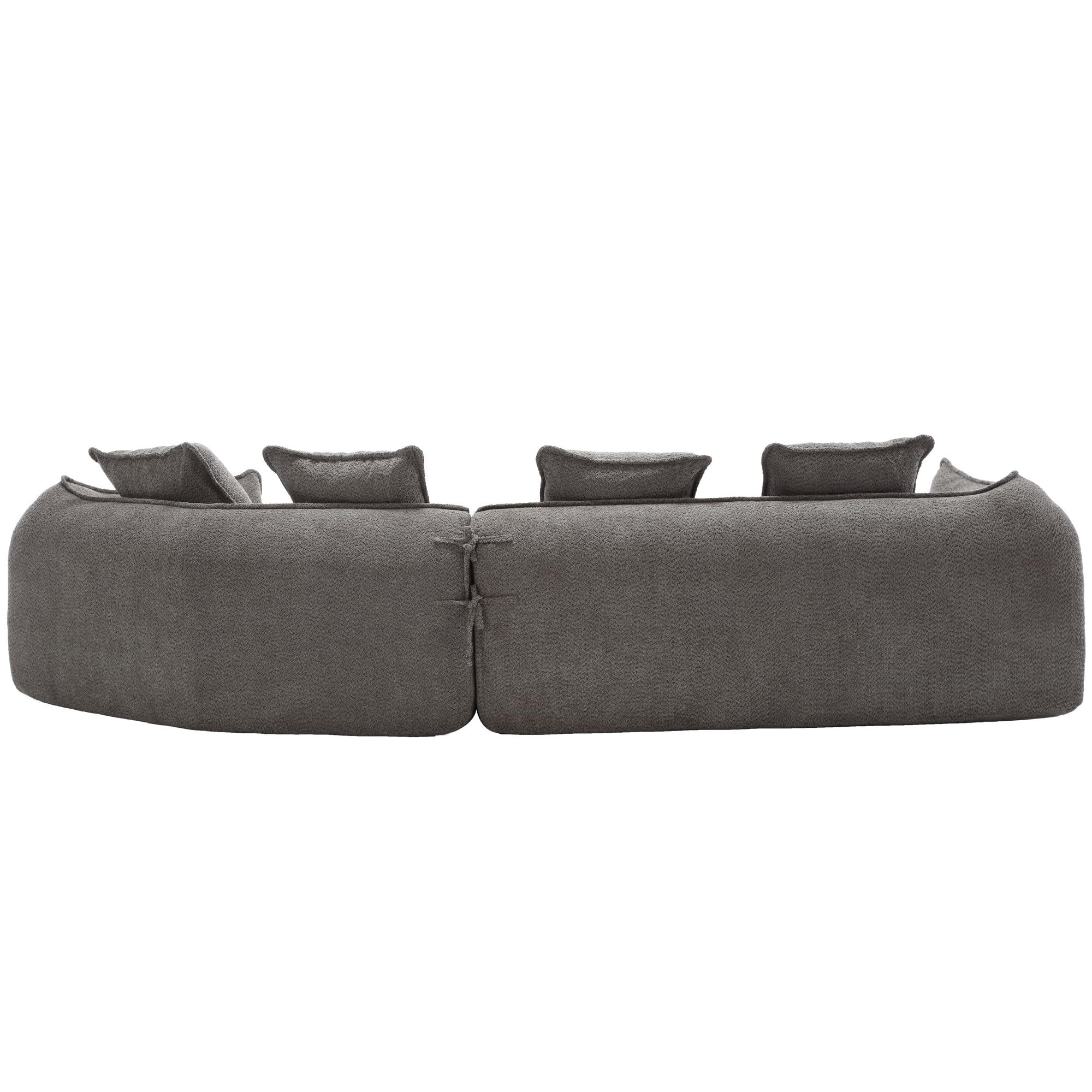 Haplized Haplized 129.9 Curved Boucle Sofa Couch, Modern Sectional Sofa Cloud Deep Seat Couch with 4 Pillows, Comfy Modular 4-Seat Couches for Living Room Apartment (Grey)