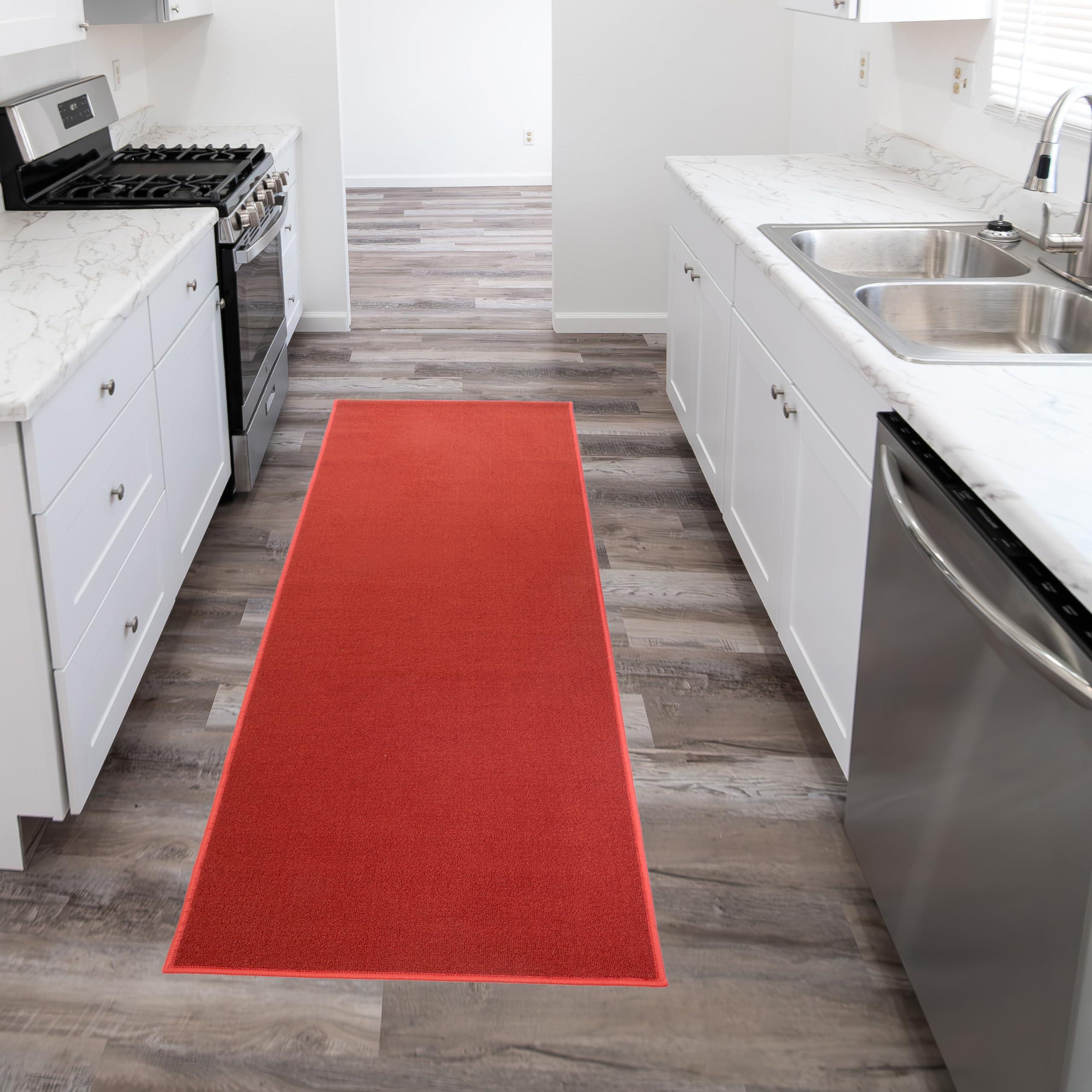 RugStylesOnline Custom Size Hallway Runner Rug Solid Red (10 Feet Length x 36 Inch Width) Made to Order Non Slip Rubber Backing Rug Runners, Extra Long Runner Rugs for Hallways