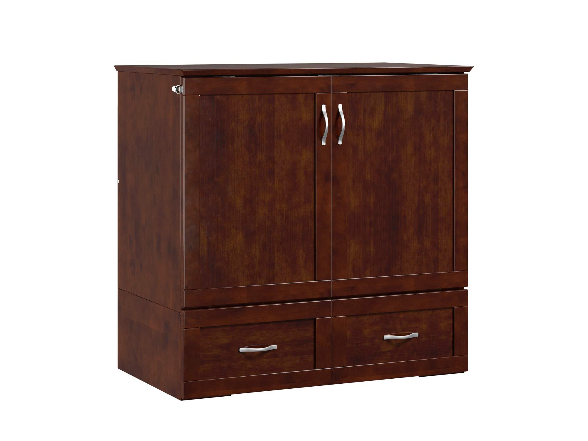 AFI AFI Hamilton Twin XL Murphy Bed Chest with Mattress, Storage, and Built-in Charger in Walnut