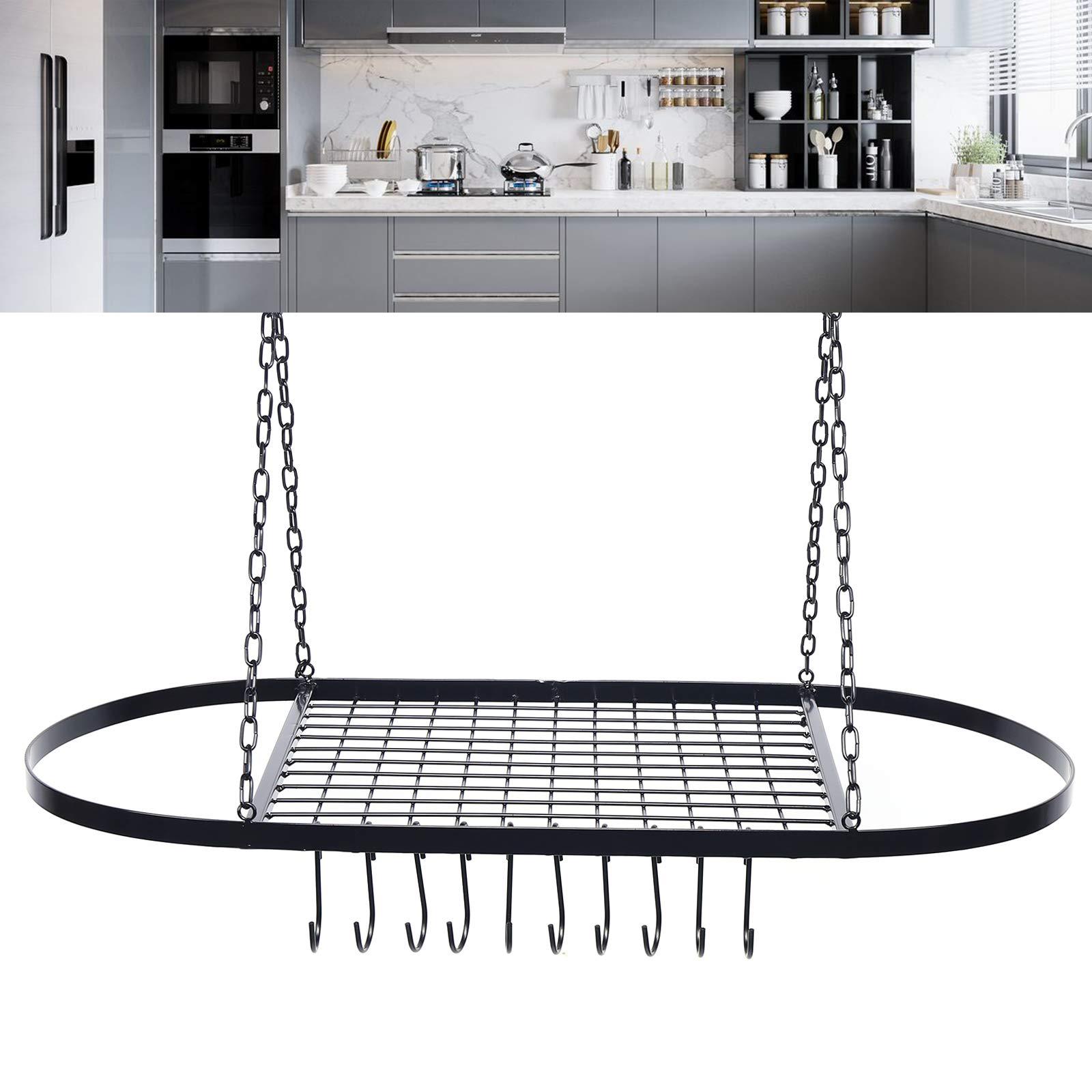YIYIBYUS YIYIBYUS Square Grid Wall Mount Pot Rack,Ceiling Mount Grid Pot Pan Rack,Kitchen Cookware Hanging Organizer for Kitchen Storage and Organization, Iron Material(Black)