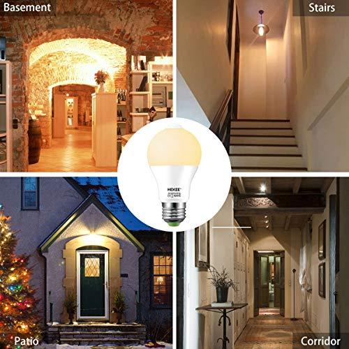 HEKEE HEKEE Motion Sensor LED Light Bulb 9W A19 PIR Built-in IR 60W Equivalent Bright 810 Lumens E26 Base Warm White Bulbs (2 Packs)