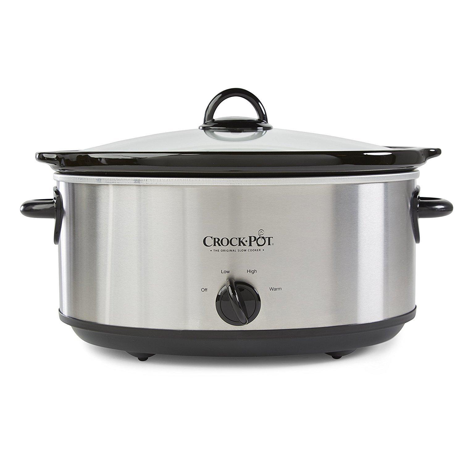 Crock-Pot Crock-Pot 7 Quart Oval Manual Slow Cooker, Stainless Steel (SCV700-S-BR), Versatile Cookware for Large Families or Entertaining