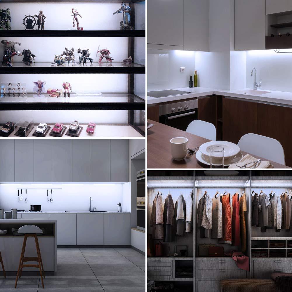 Cefrank Cefrank LED Display Lights, (4) Strip Light Bars for Display Case Shelf Showcase Bookshelf Kitchen Workbench, Plug-in Under Cabinet Lighting - (6000K, Cool White)