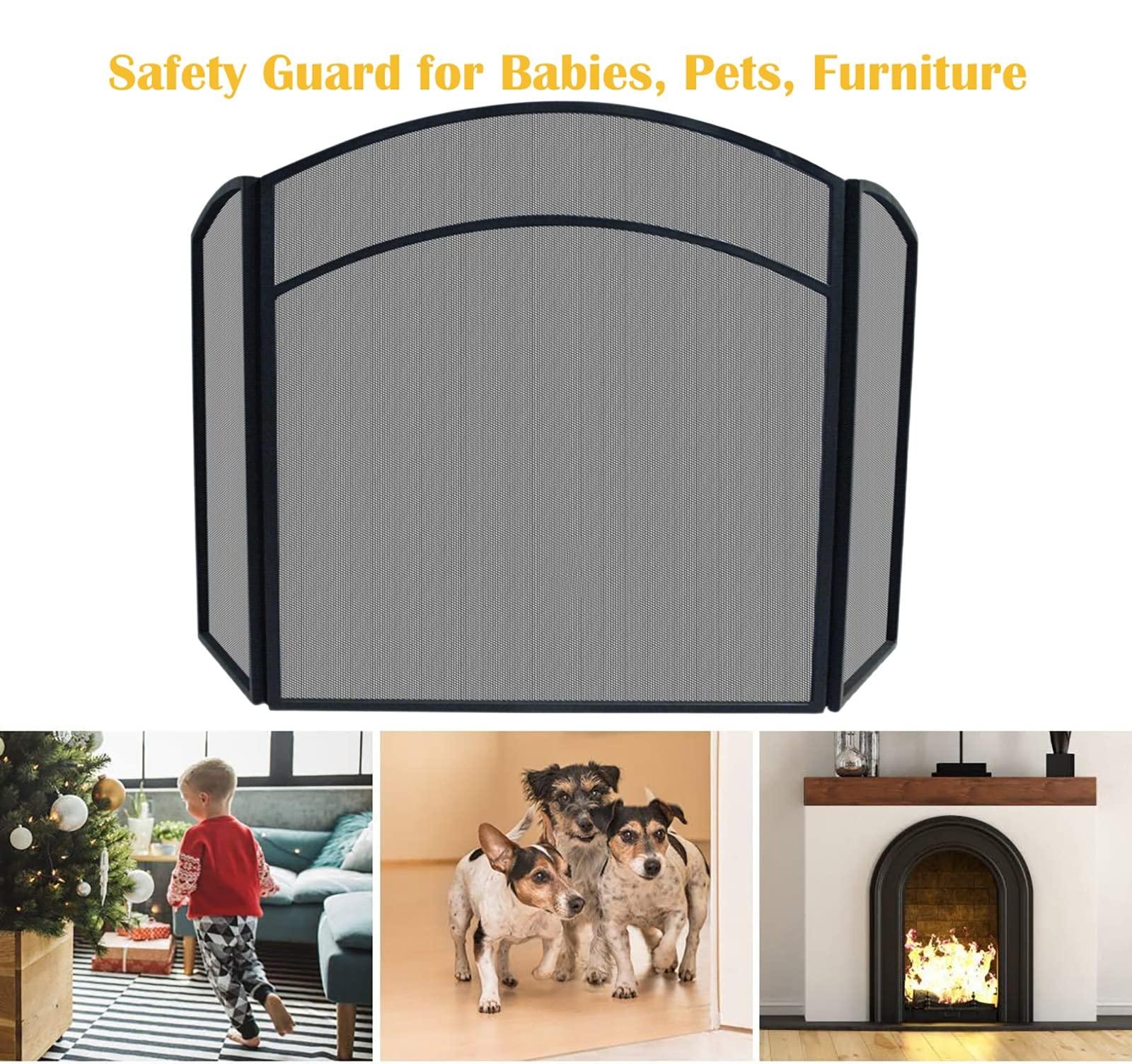 SDdPulse SDdPulse Simple Fireplace Screen Door Foldable, Wrought Iron Mesh Fire Spark Guard for Coal Firing Stove/Wood Firing Hearth, 12681cm,