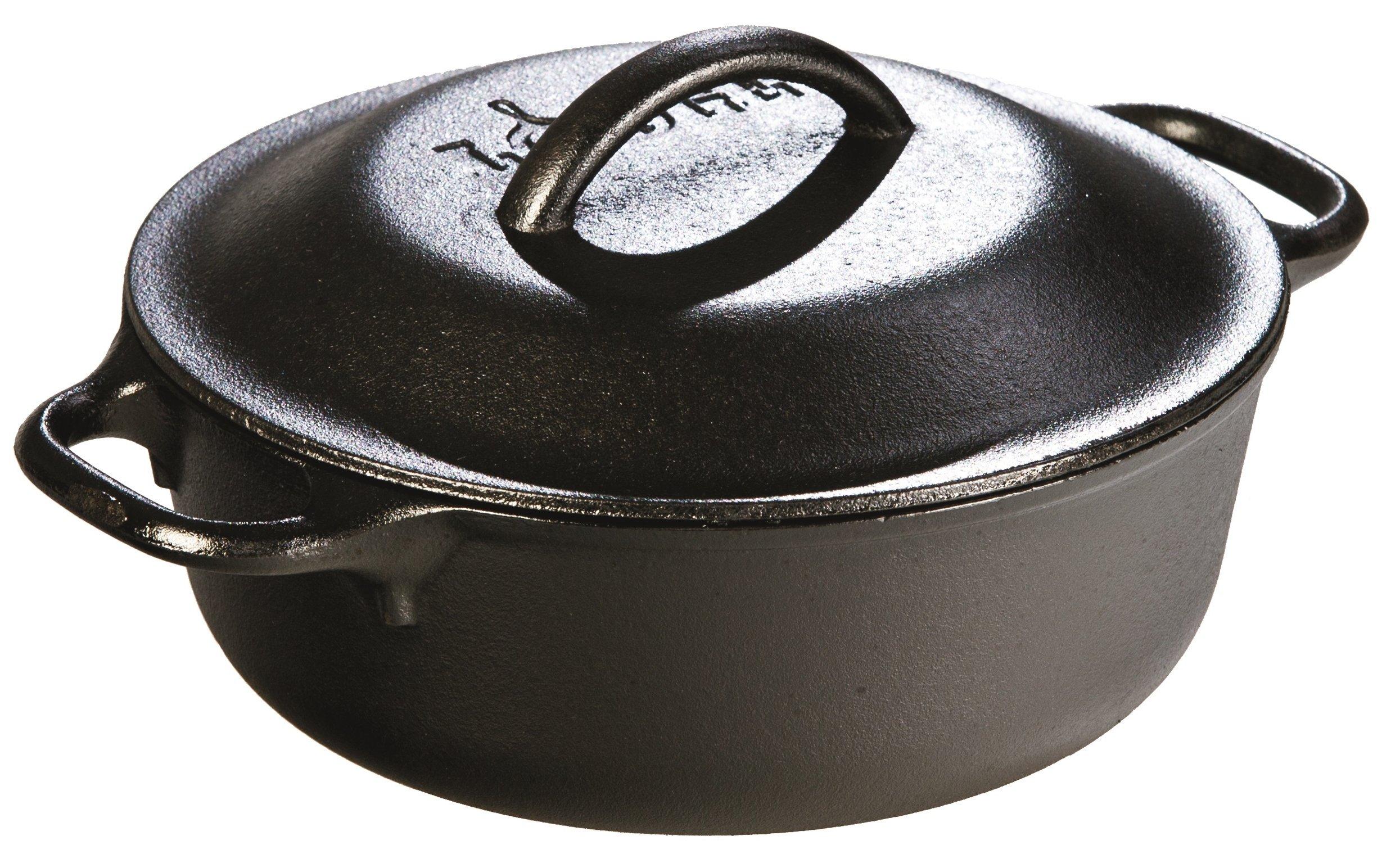 Lodge Lodge 2 Quart Pre-Seasoned Cast Iron Dutch Oven with Lid - Dual Handles - Use in the Oven, on the Stove, on the Grill or over the Campfire - Black