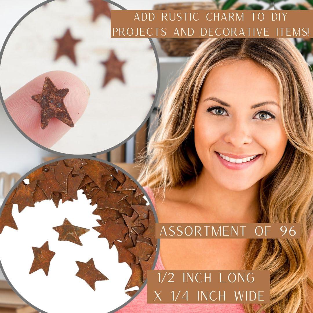 Factory Direct Craft Factory Direct Craft Bulk Pack of 96 Rusty Tin Star Cutouts - Rusted Metal Stars for DIY Crafts - Primitive, Rustic Country, Farmhouse DIY Crafts and Decorative Accents (1/2 Inch Long)