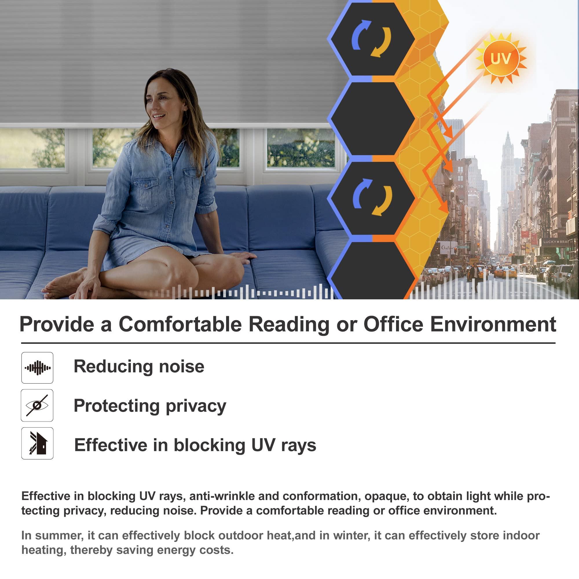 HOTSOON Top Down and Bottom Up Light Filtering Cellular Shades Cordless Honeycomb Shades HOTSOON Honeycomb Blinds for Windows Custom Cut to Size, Brown, 24" W x 36" H