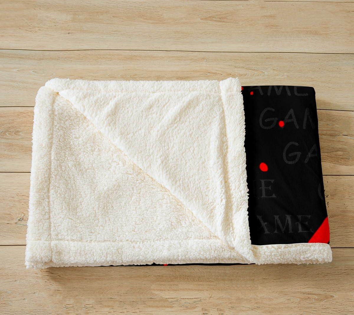 Homewish Homewish Gaming Gamepad Kids Throw Blanket,Video Games Controller Fashion Bed Blanket for Boys Girls Men,Geometric Patchwork Tie-dye Fleece Blanket,Red Black Fuzzy Blanket,Queen Size (90 x 90 Inches)