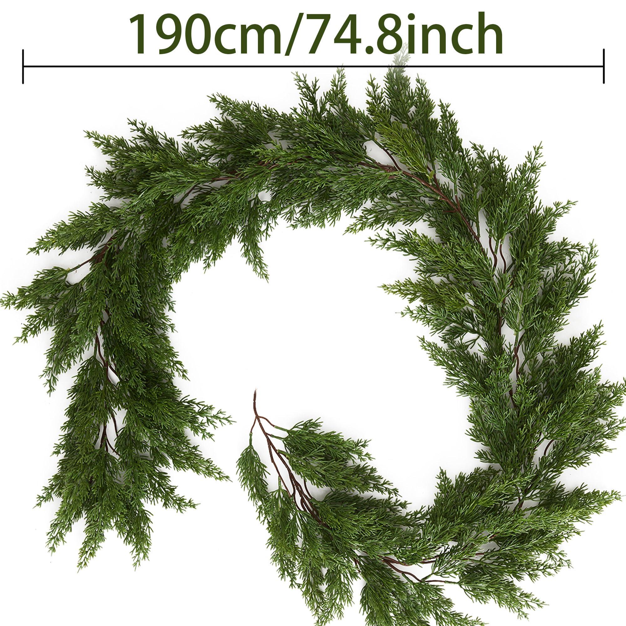 PARTY JOY 6FT PARTY JOY Seasonal Artificial Christmas Garland with Lights Pine Needle Cypress Garland for Holiday Winter Indoor Outdoor Decor