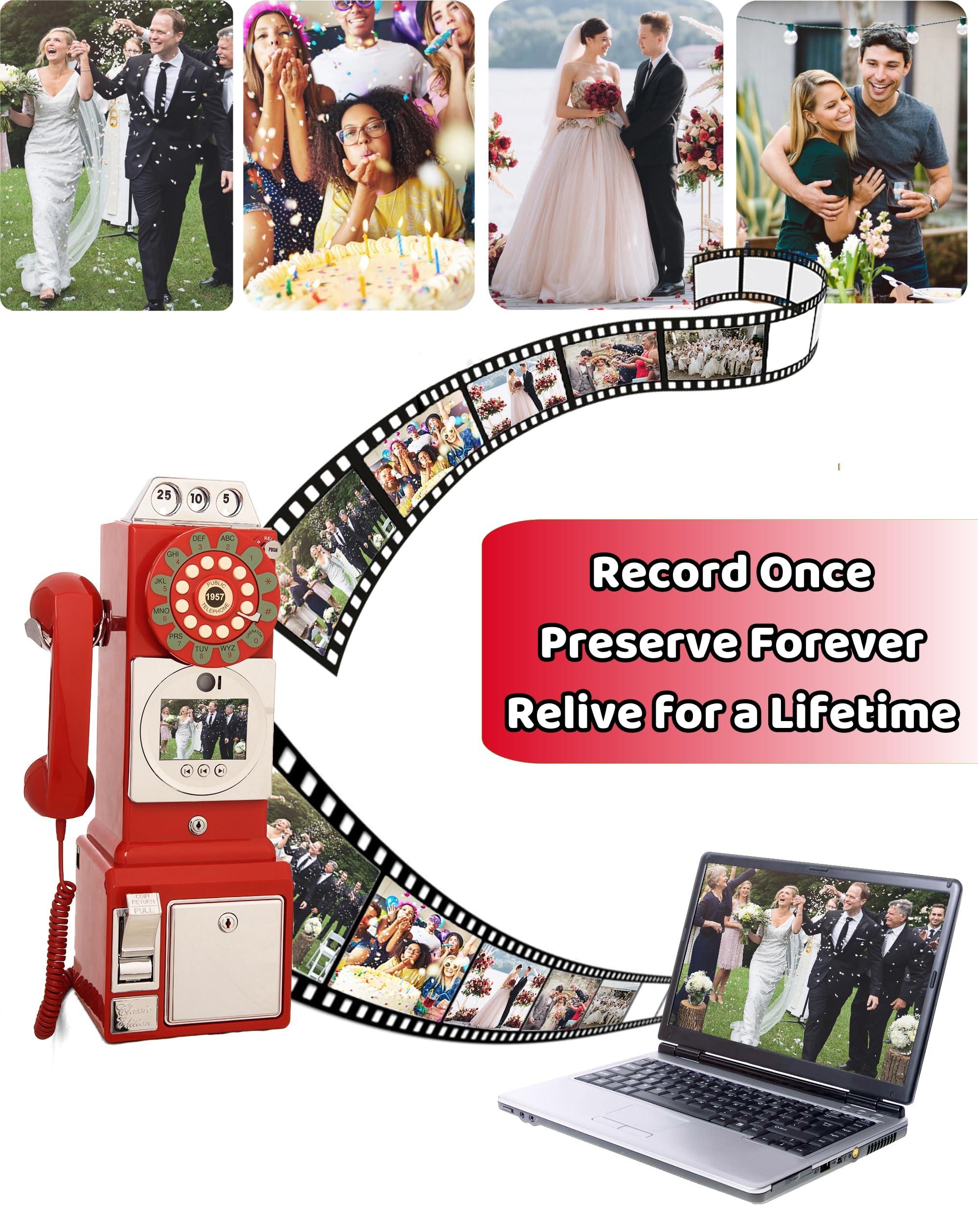 RetroVox Video & Audio Guest Book Wedding Phone Guestbook Creative Easy to Use & Fun Engagements Anniversaries Baby Showers Graduation (Black)
