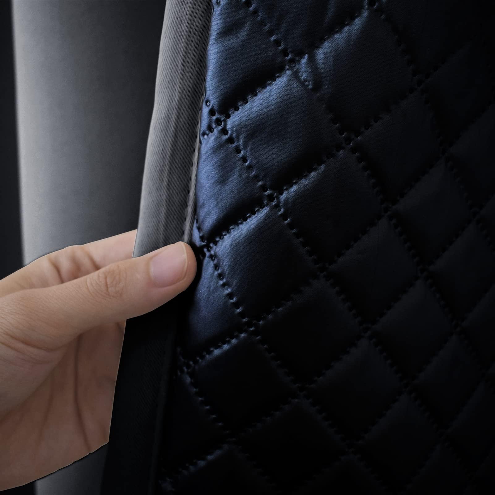 SK Studio SK Studio Blackout Window Curtain Panels, Thermal Insulated Heat and Full Light Blocking Drapes with Black Liner Grommet Curtain 1 Panel, Grey, W55 x L69 Inch