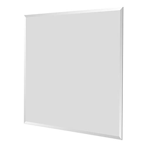 Fab Glass and Mirror Fab Glass and Mirror Wall Mounted 30"x30" Frameless Square Mirror | 1" Beveled Edge Mirror with Hooks for Bathroom Wall, Hallway, Bedroom, Makeup Vanity