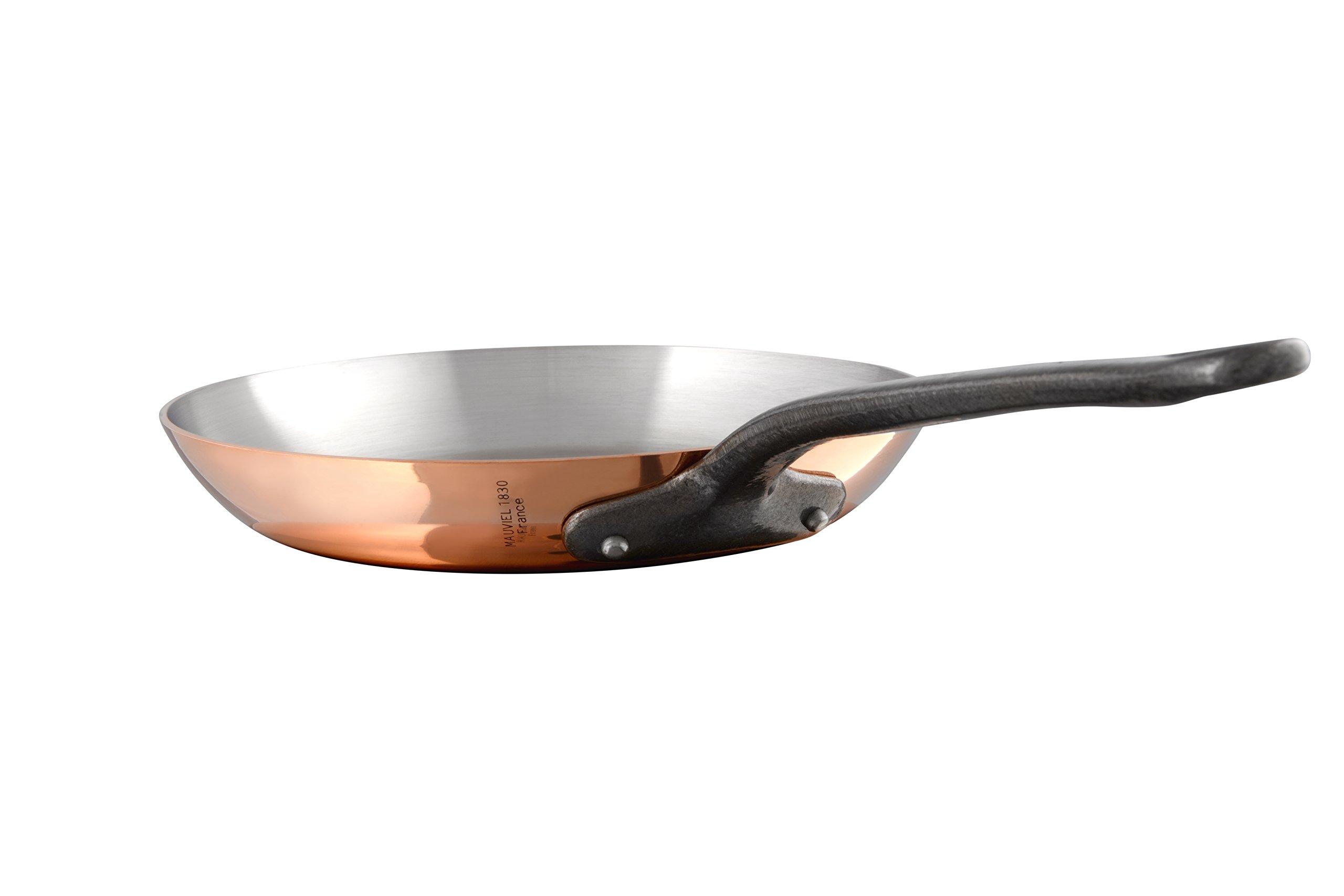 Mauviel Mauviel 1830 M'Heritage M150CI 1.5mm Polished Copper & Stainless Steel Frying Pan With Cast Iron Handles, 11.81-in, Made in France