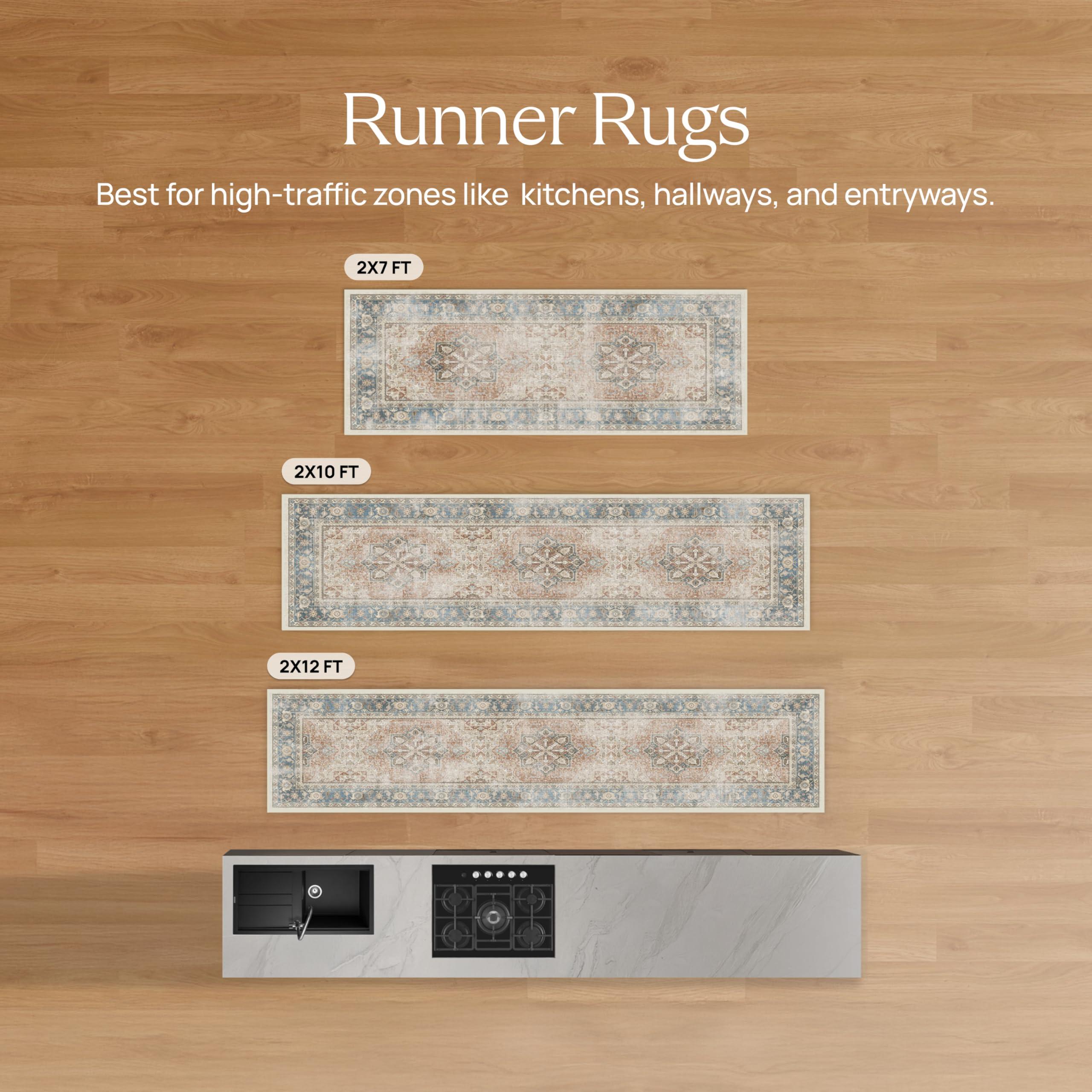 RUGGABLE RUGGABLE x Morris & Co Washable 2x7 Runner Rug, Owl & Willow Green, Premium Rugs for Hallway, Kitchen, Entryway, Living Room, Bedroom, Office with Gripper Non Slip Pad