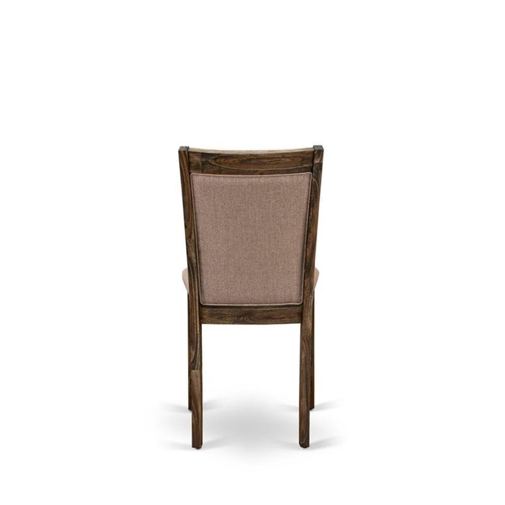 East West Furniture East West Furniture MZC7T16 Monza Parson Dining Chairs - Dark Khaki Linen Fabric Padded Chairs, Set of 2, Distressed Jacobean