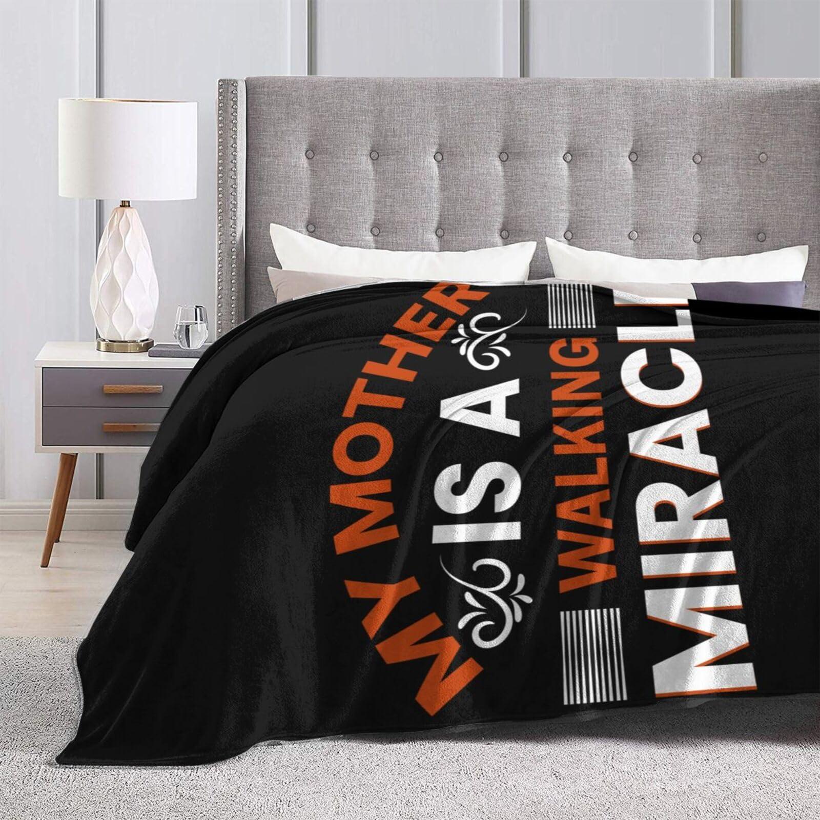 SIYTUAU My Mother is A Walking Miracle Throw Blanket for Couch Bed Sofa Soft Comfortable Blanket 60"x50" Flannel Blankets & Throws