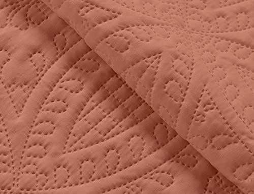 Chezmoi Collection Chezmoi Collection Austin 3-Piece Oversized Bedspread Coverlet Set (King, Salmon)