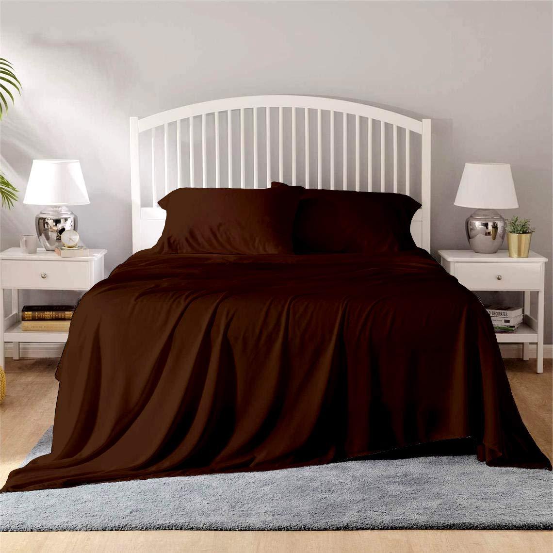 Mr Pandaa 100%-ORGANIC-COTTON | GOTS Certified | 800-Thread-Count-Long-Stapple-Cotton | 4 PCs | Short-Queen - Chocolate| Fits Upto 10-Inch-DEEP-POCKET | Breathable Crisp Cool | Luxury Finish | Sustainable