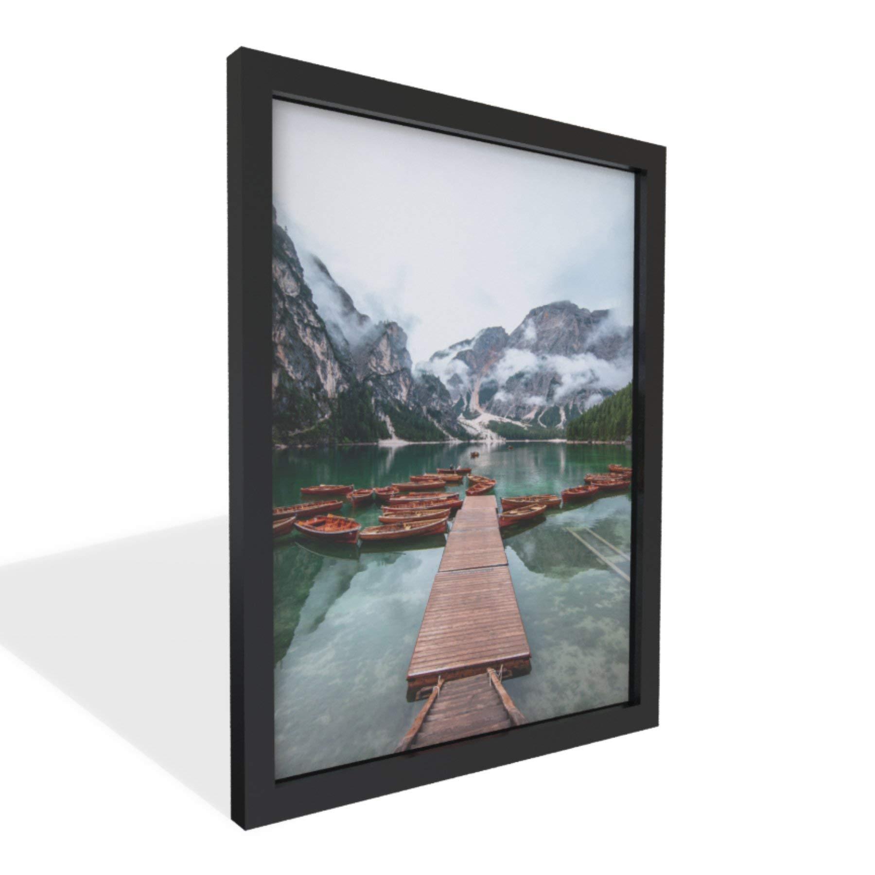 M Modern Memory Design Modern 8x32 Black Picture Frame Wood with Real Glass - Wall Hanging - Real Wooden Edge - 32x8 Frame Size For Family Photo Portrait, Poster Prints, Documents, Art Print- Modern Memory Design