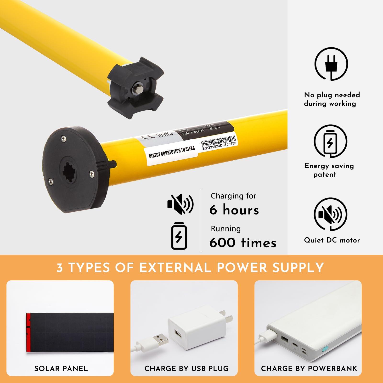 Persilux Persilux Motorized Smart Blind for Windows with Remote Control, Automatic Blackout Roller Shades Child Safety Rechargeable Battery Blinds with Valance for Home & Office, 76" W X 48" H, Blackout-Black