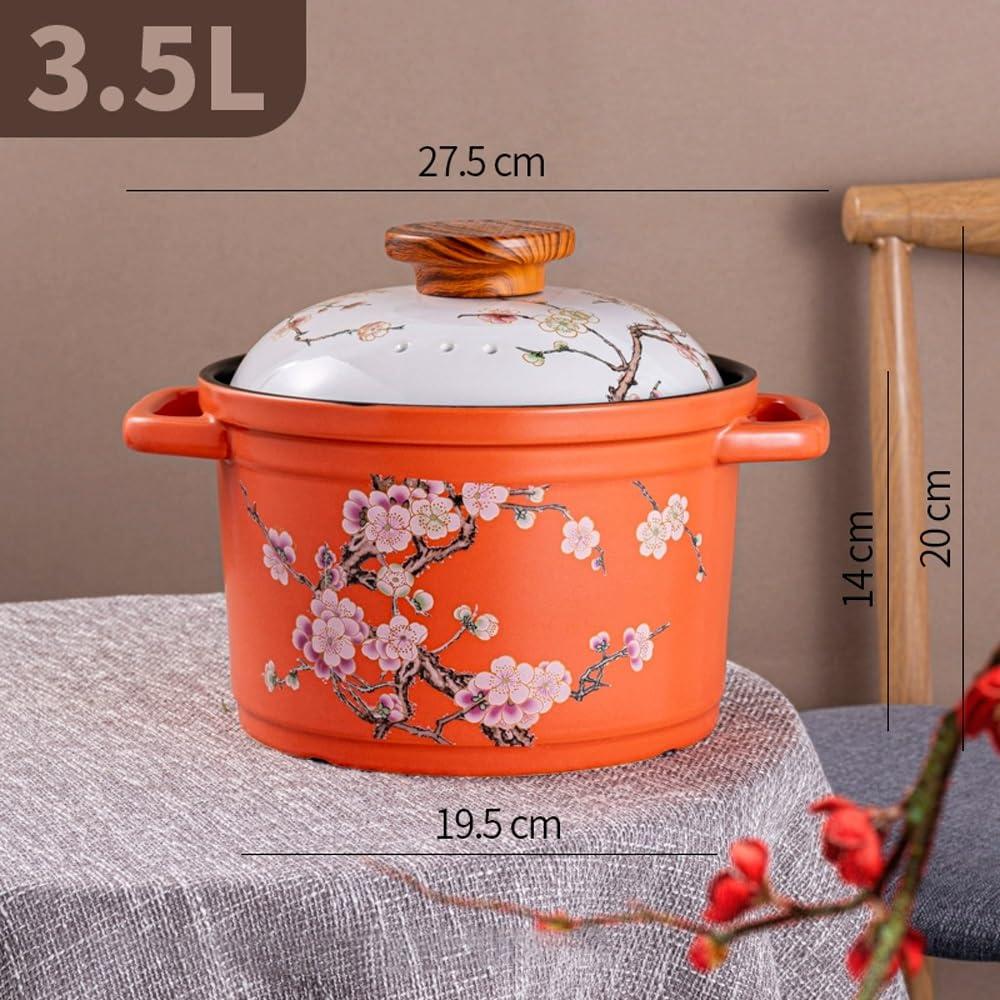 YIORYO YIORYO Casserole Clay Pot Ceramic Bowls with Lid Heat-Resistant Cooking Nonstick Stock Pot Soup Pot Cookware Stovetop Easy To Clean (Size : Green), xingxingdiandeng1