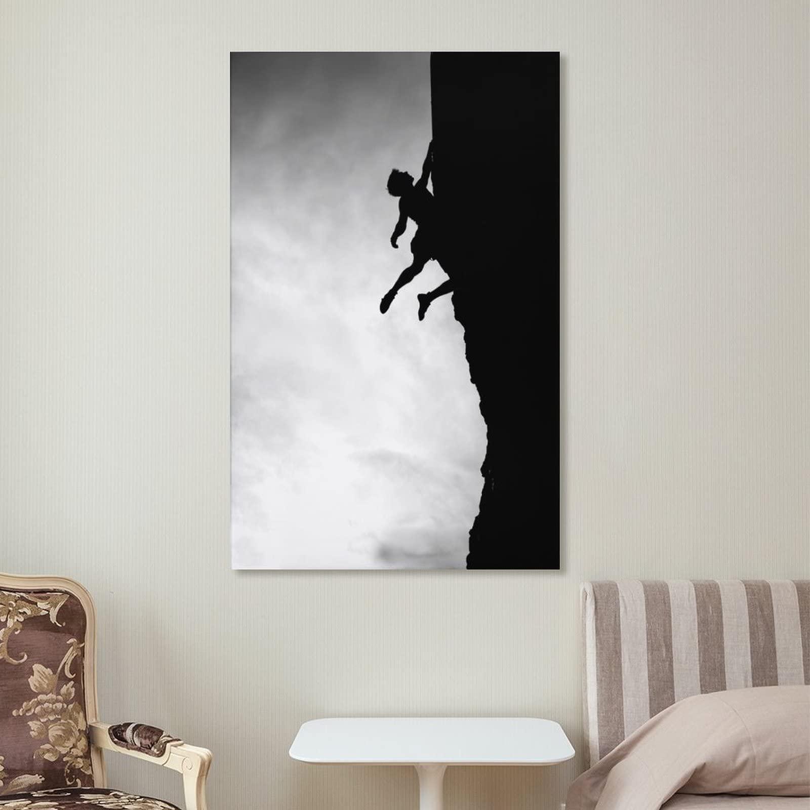 ToMart Rock Climbing Poster Black And White Wall Art Extreme Sports Men And Teens Inspirational Wall Art An Canvas Painting Posters And Prints Wall Art Pictures for Living Room Bedroom Decor 24x36inch(60x90