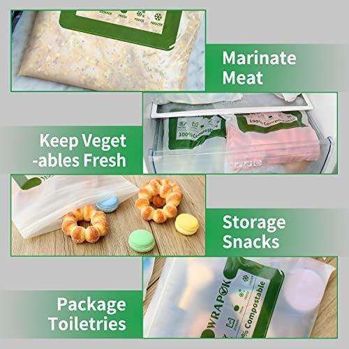 WRAPOK WRAPOK 100% Compostable Gallon Bags Biodegradable Storage Freezer Bag for Vegetables, Fruits or Meats, 100 Count