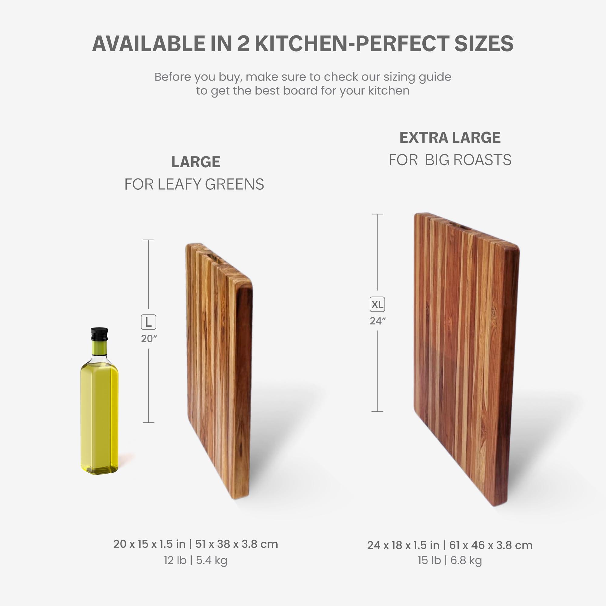 Teakhaus Teakhaus Cutting Board - Extra Large (XL) Wood Cutting Board with Grip Handles - Reversible Teak Edge Grain Wood - Knife Friendly - FSC Certified